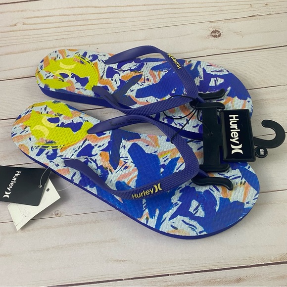 Hurley Womens Flip Flops Signal Blue Water Color New - Picture 3 of 3